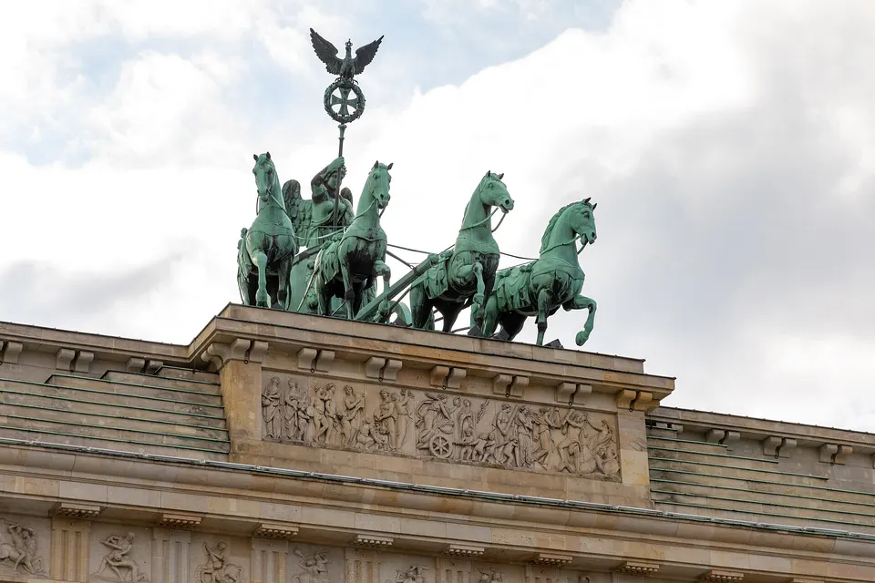 The Quadriga on top of the Brandenburg Gate.